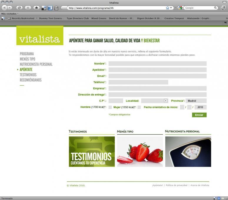 formulario de vitalista en web