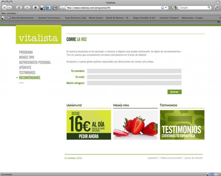 diseño web de vitalistas landing page